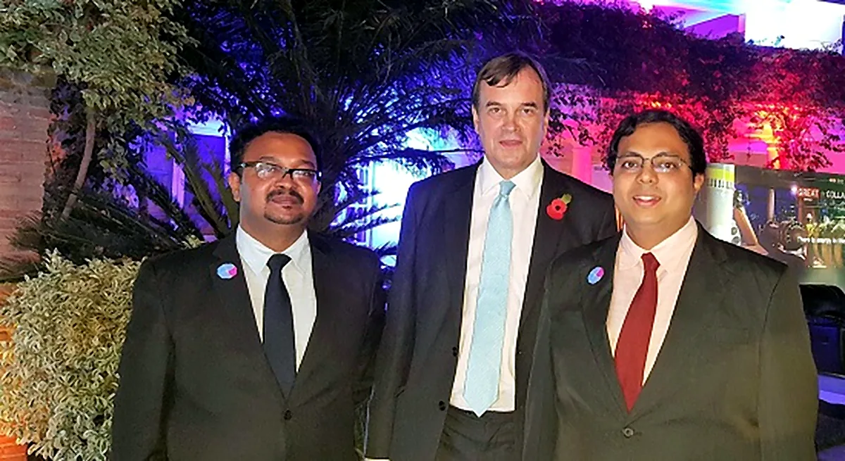 With the British High Commissioner, Sir Dominic Asquith, New Delhi.
