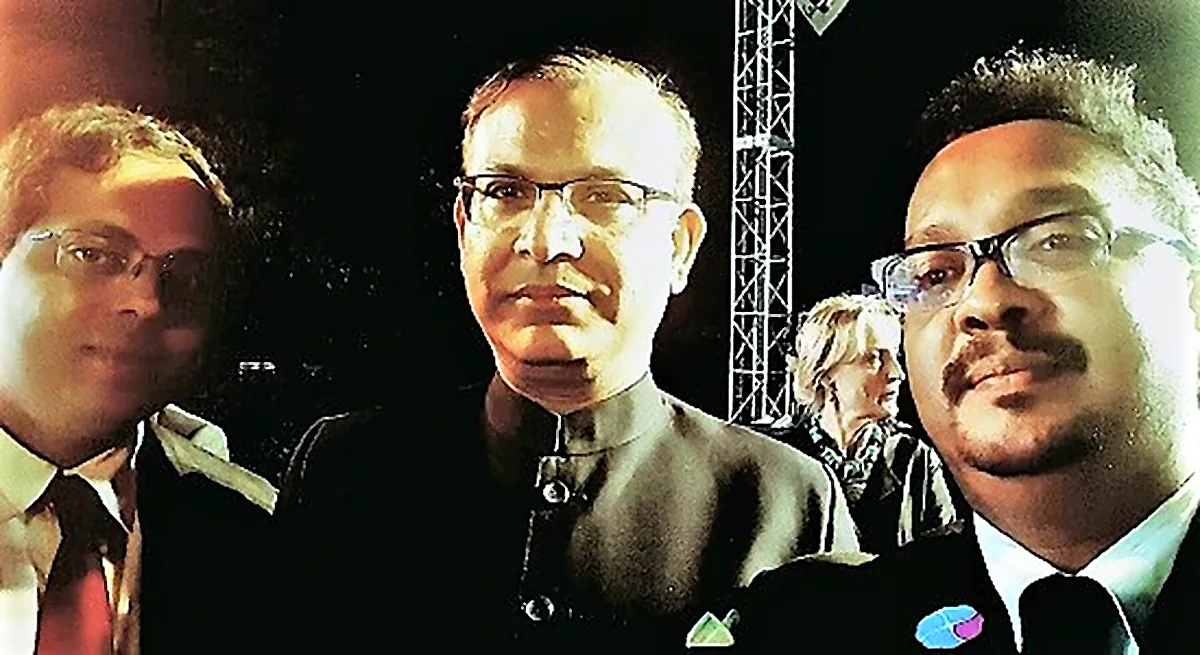 With Union Minister Jayant Sinha during the UK Prime Minister’s visit to New Delhi.